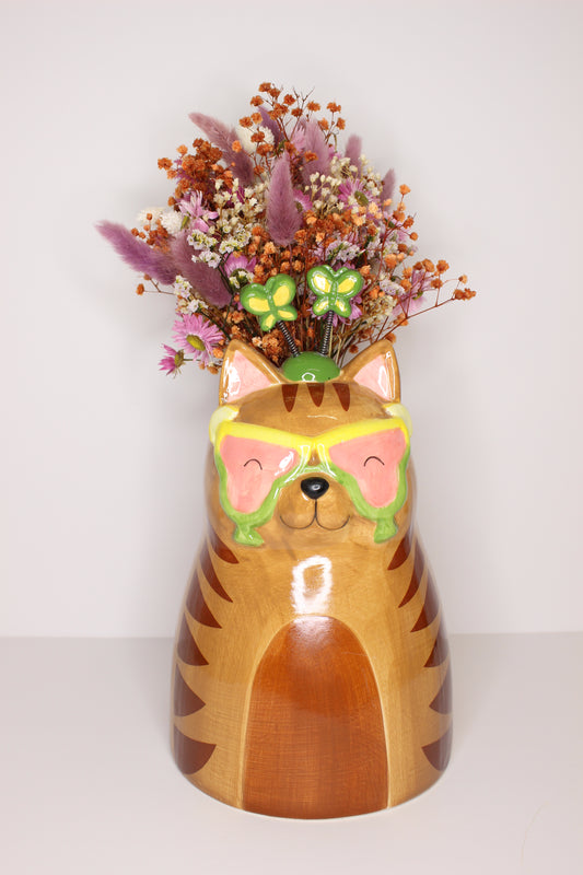 Jarrón gato marrón