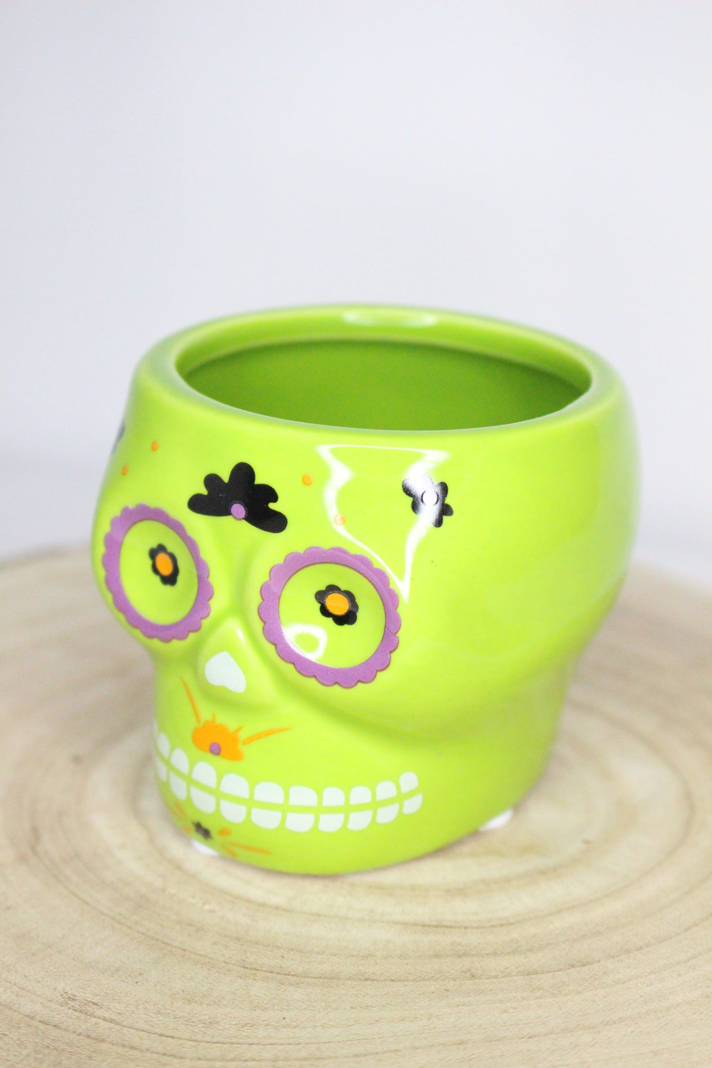 Macetero Calavera Mexicana Verde