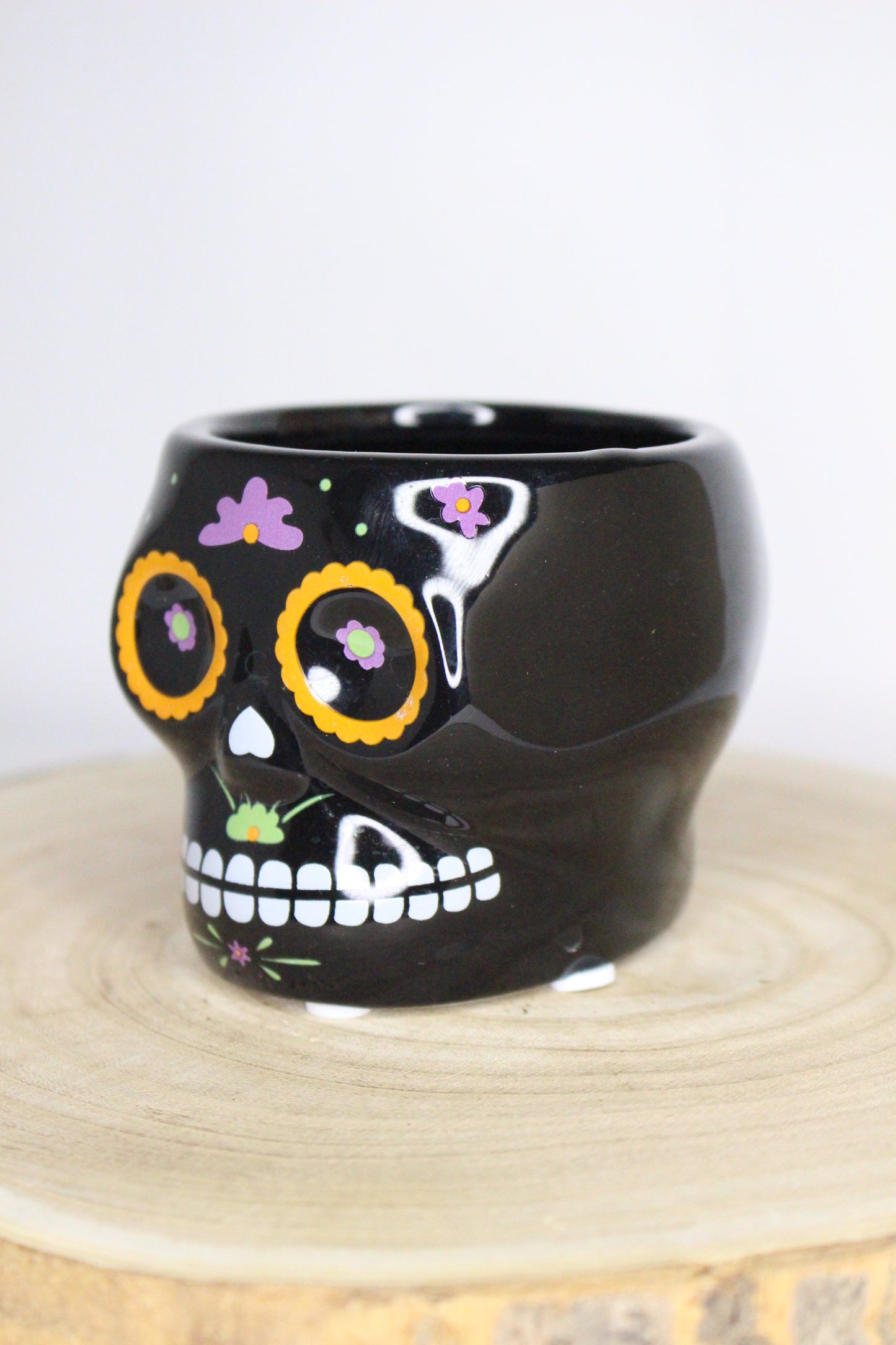 Macetero Calavera Mexicana Negra