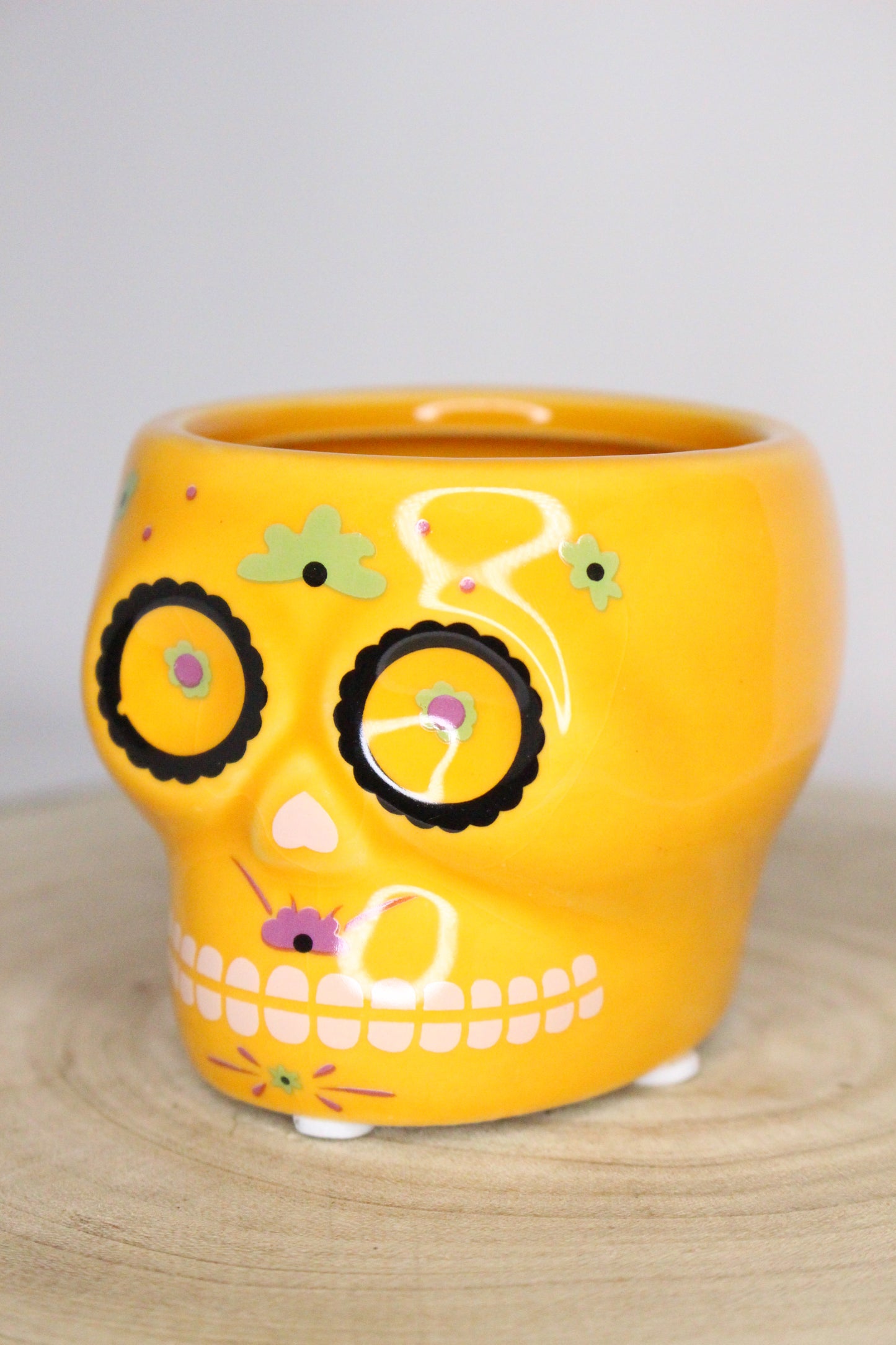 Macetero Calavera Mexicana Naranja
