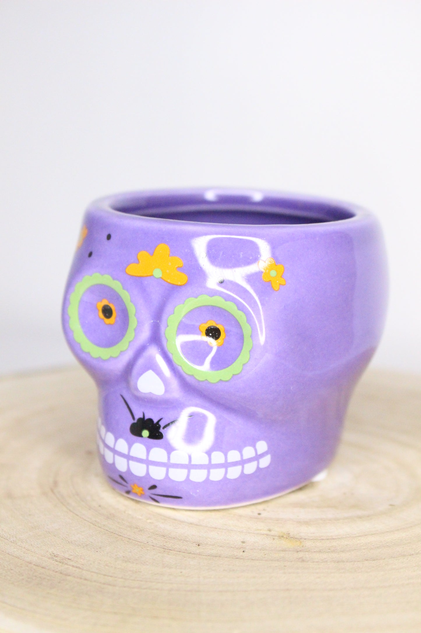 Macetero Calavera Mexicana Lila