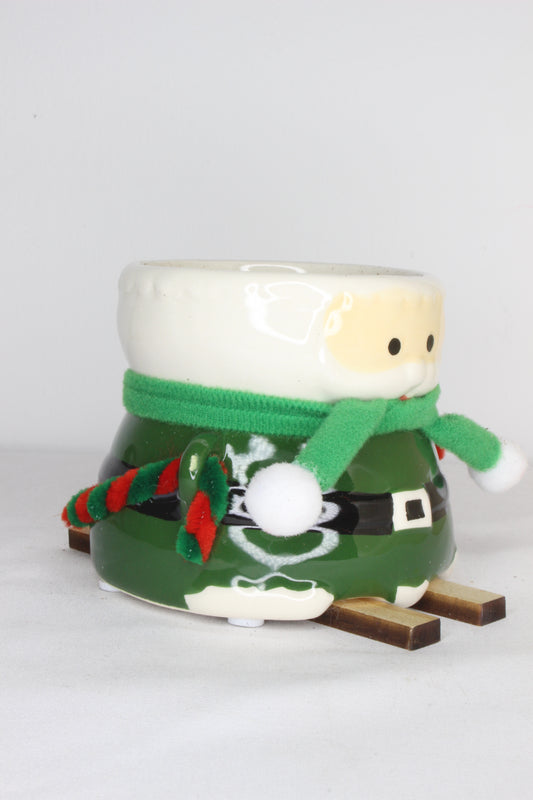 Macetero Esquí Papa Noel Verde