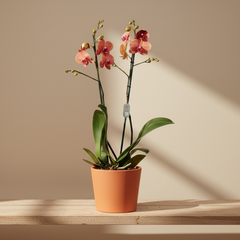 Planta de interior orquídea Phalaenopsis naranja elegante