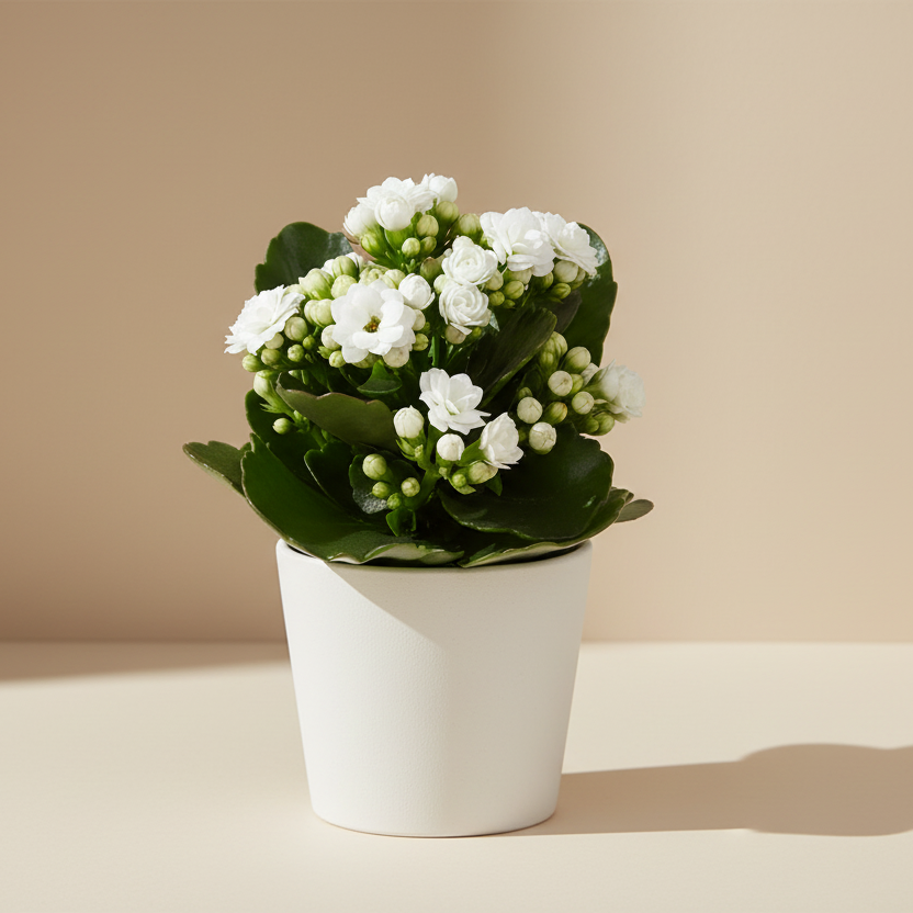 Planta Kalanchoe Rosalina en maceta blanca