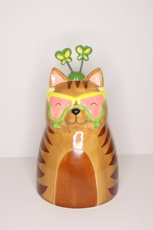 Jarrón gato marrón