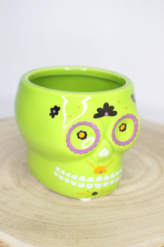Macetero Calavera Mexicana Verde