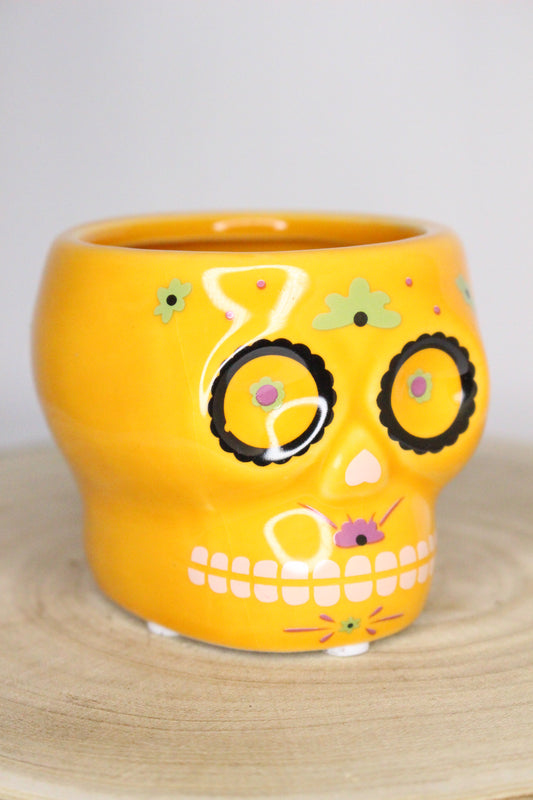 Macetero Calavera Mexicana Naranja