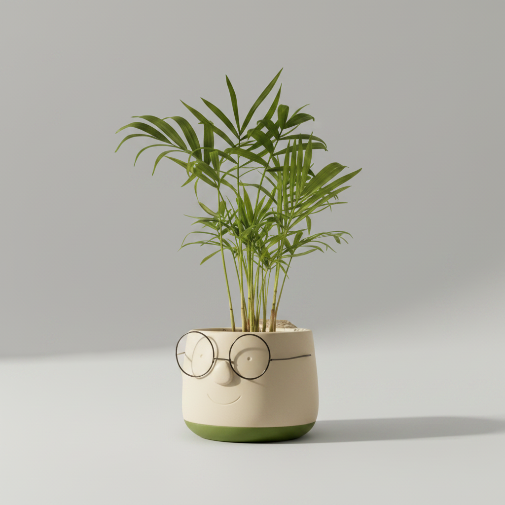 Chamadorea Elegans + Maceta Gafas  (palmerita de la suerte)