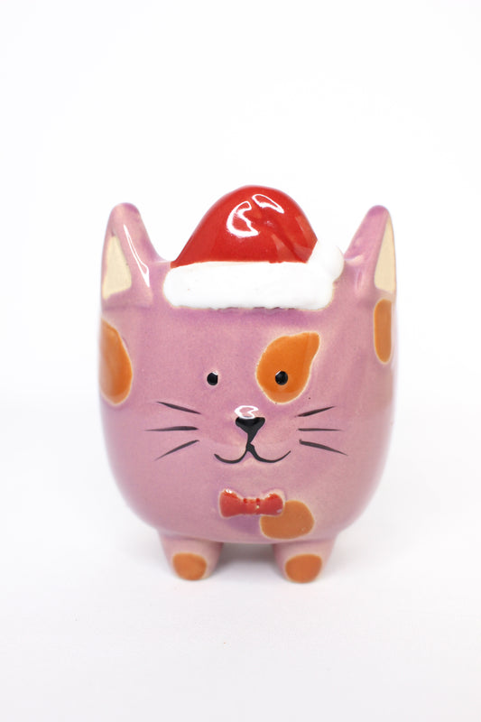 Macetero Mini Navideño Gato Rosa
