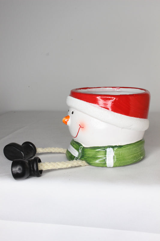 Macetero Muñeco Nieve Patas Navidad