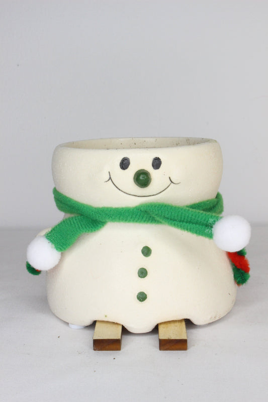 Macetero Esquí Muñeco Nieve Verde