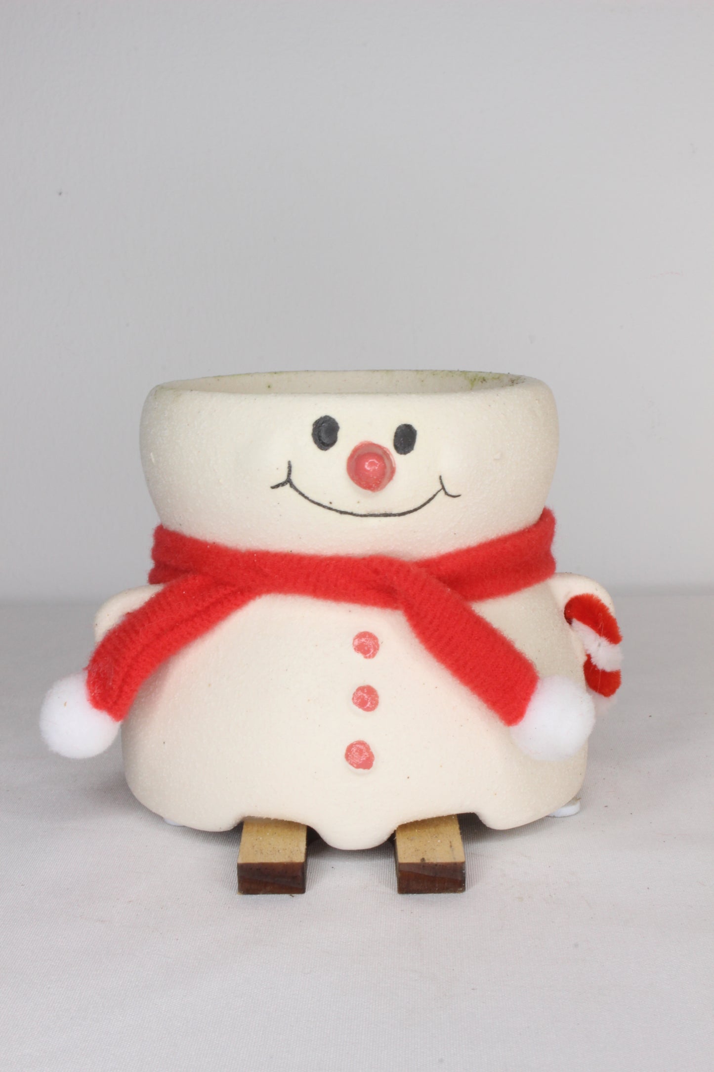 Macetero Esquí Muñeco Nieve Rojo