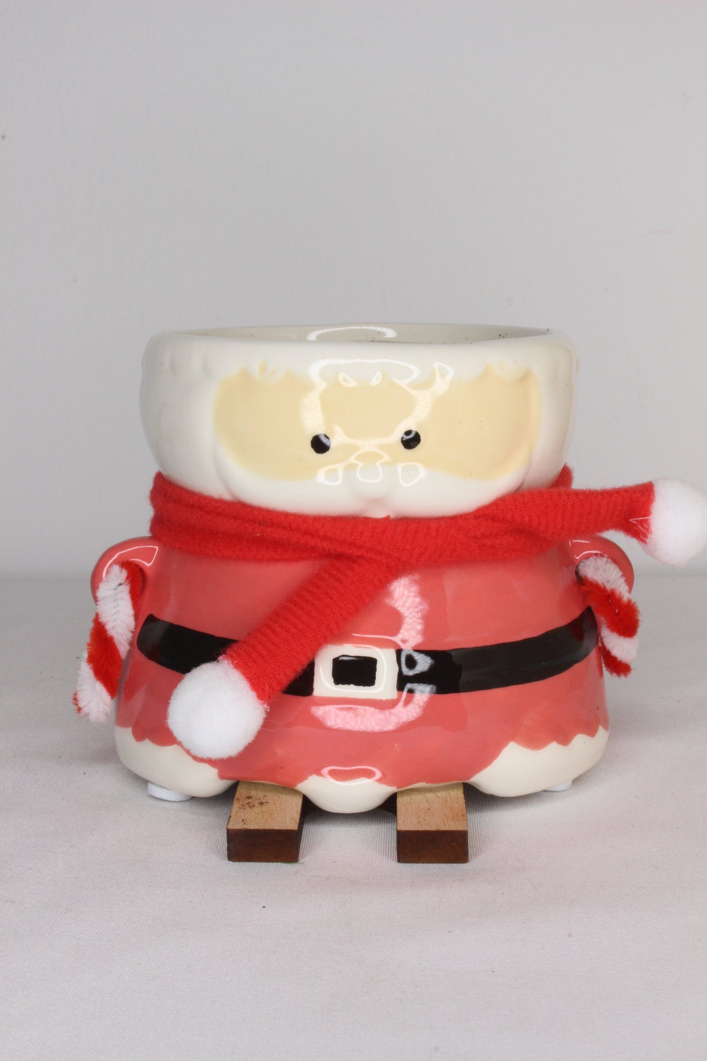 Macetero Esquí Papa Noel Rojo