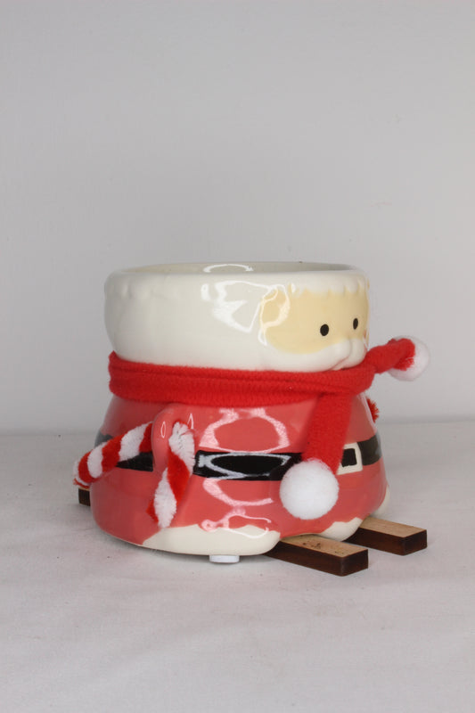 Macetero Esquí Papa Noel Rojo