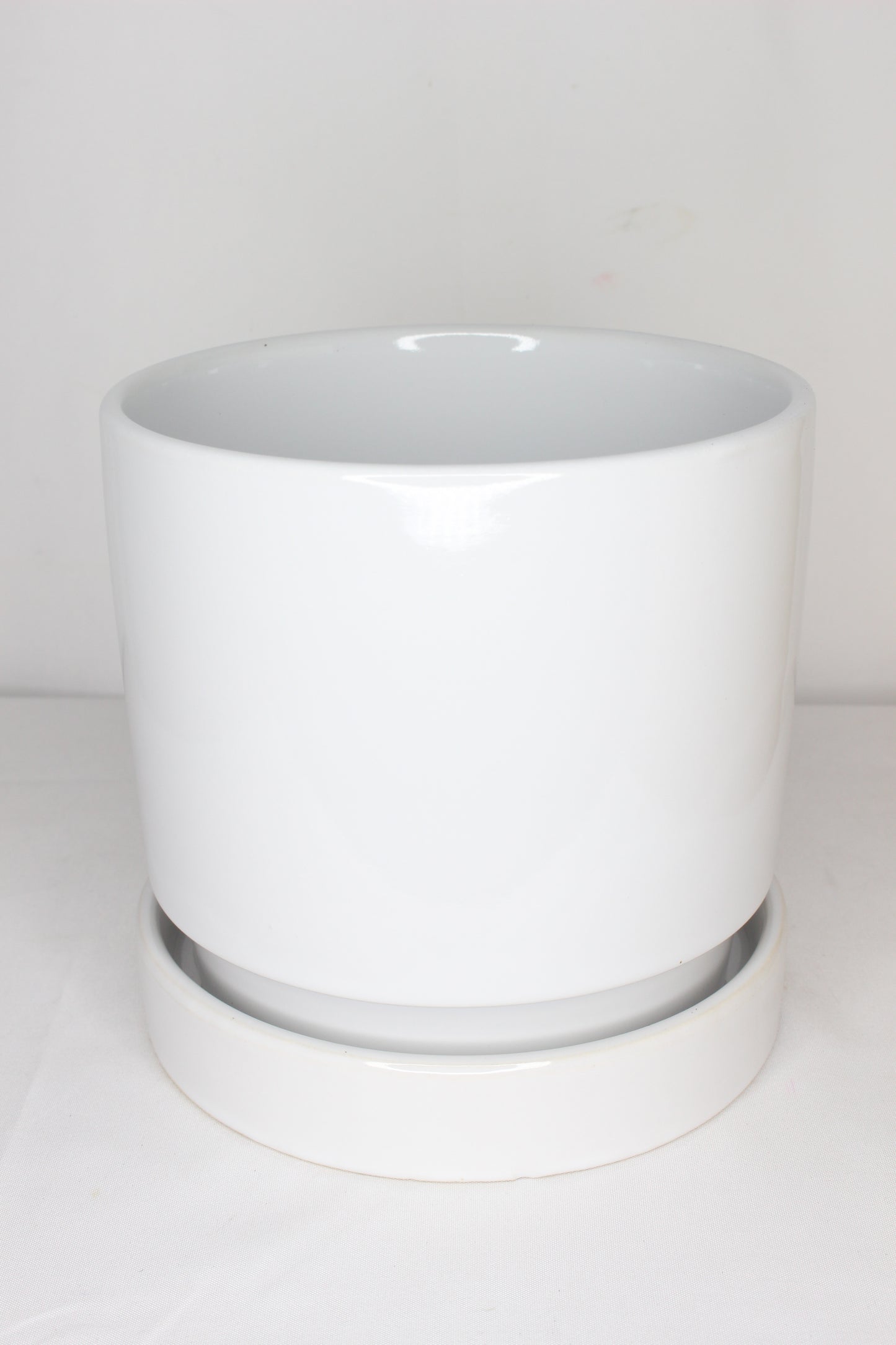 Maceta Blanca + Plato Cerámica