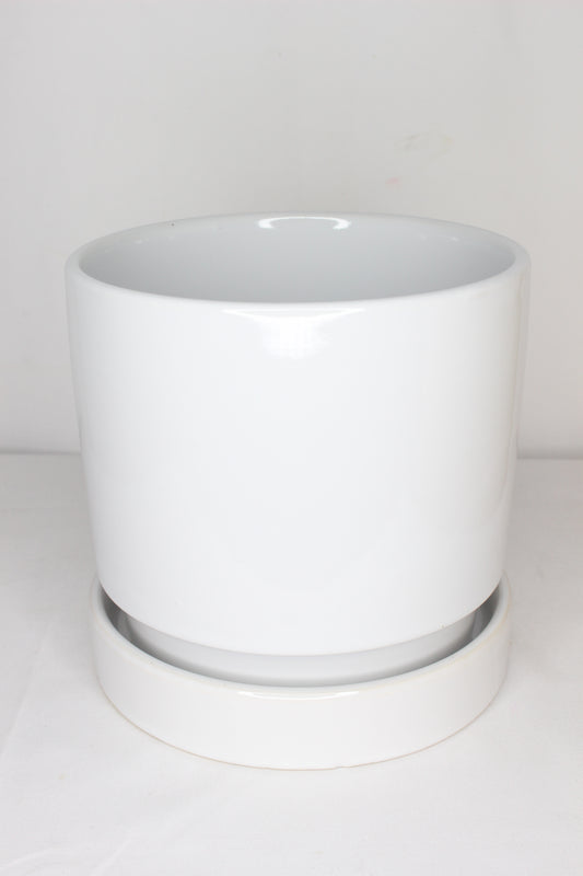 Maceta Blanca + Plato Cerámica