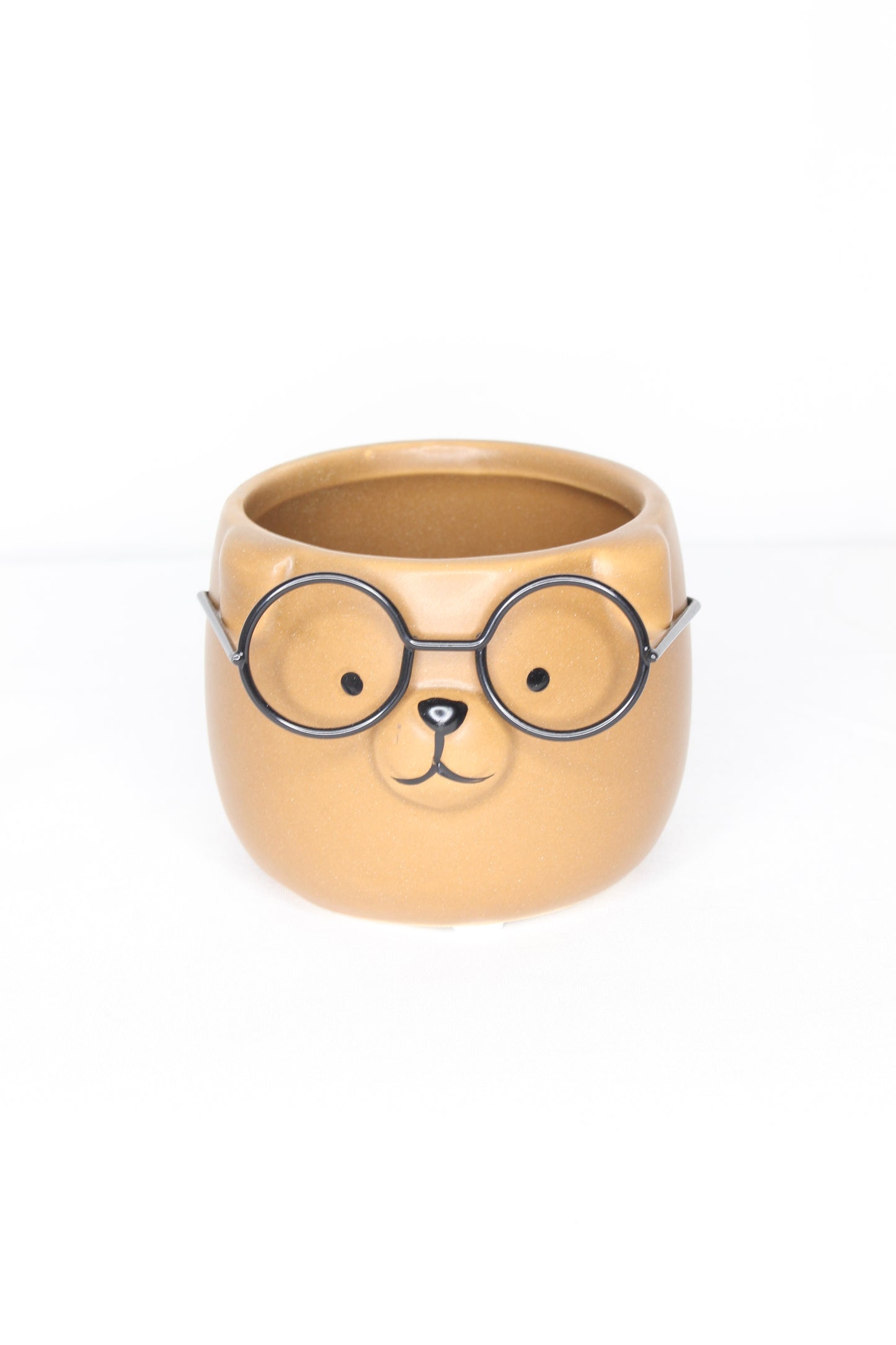 Macetero Mini Perrito Gafas Marrón