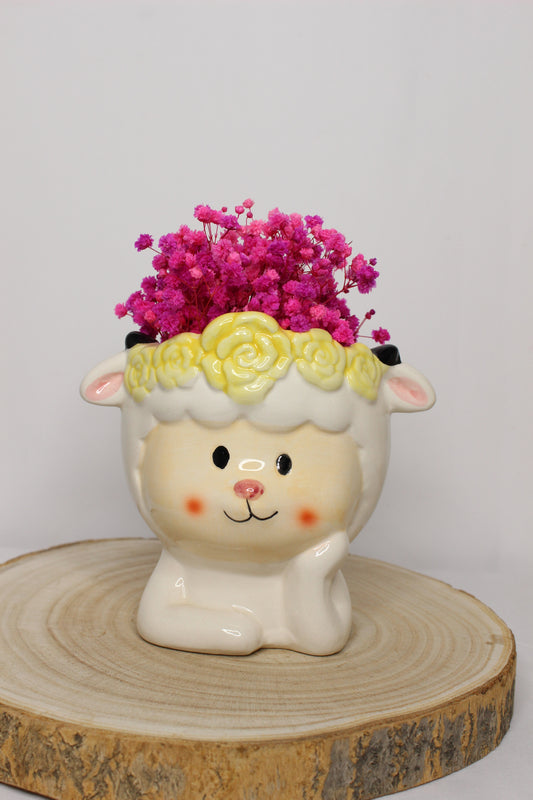 Jarroncito Oveja + Paniculata Preservada