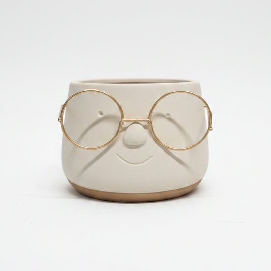 macetero gafas dorado