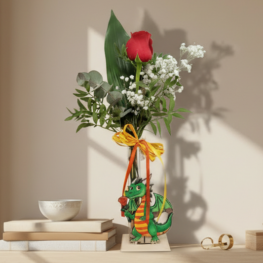 Arreglo de Rosa con Base de Dragón